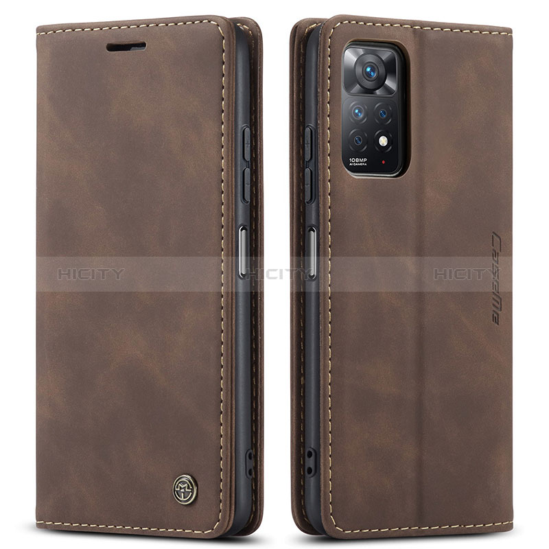 Coque Portefeuille Livre Cuir Etui Clapet C01S pour Xiaomi Redmi Note 11 Pro 4G Marron Plus