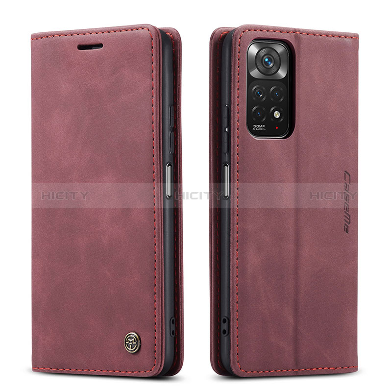 Coque Portefeuille Livre Cuir Etui Clapet C01S pour Xiaomi Redmi Note 11S 4G Vin Rouge Plus