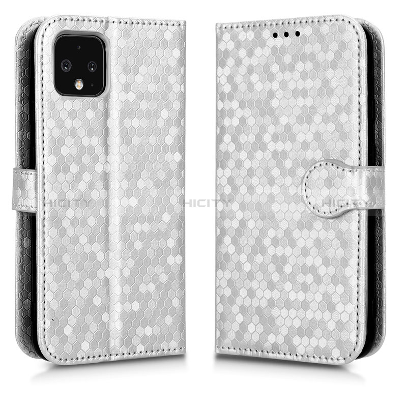 Coque Portefeuille Livre Cuir Etui Clapet C01X pour Google Pixel 4 Argent Plus