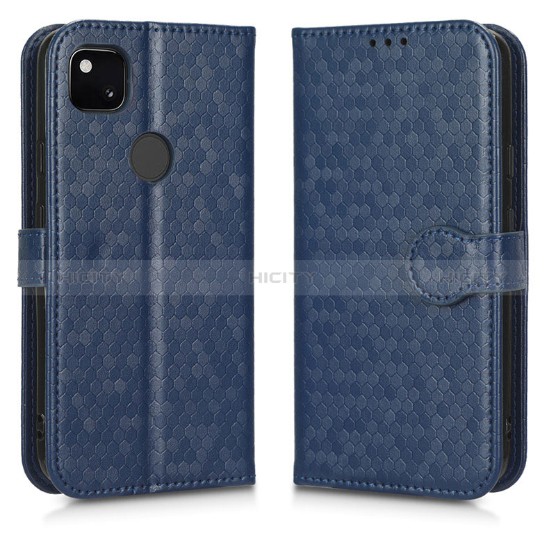 Coque Portefeuille Livre Cuir Etui Clapet C01X pour Google Pixel 4a Bleu Plus