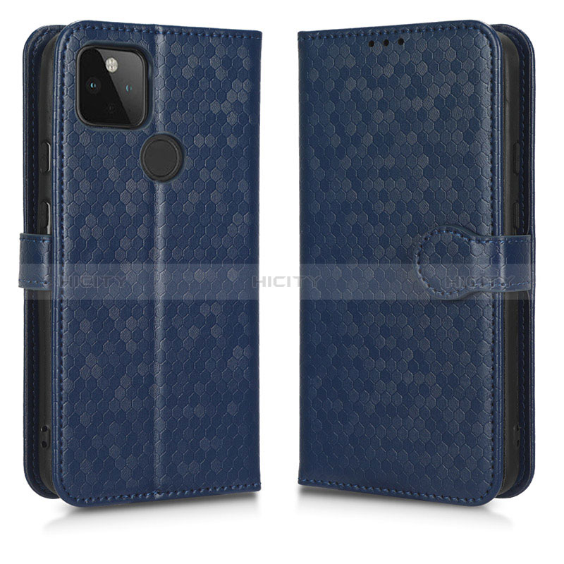 Coque Portefeuille Livre Cuir Etui Clapet C01X pour Google Pixel 5a 5G Bleu Plus