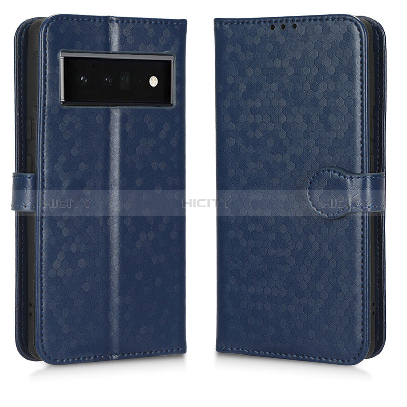 Coque Portefeuille Livre Cuir Etui Clapet C01X pour Google Pixel 6 Pro 5G Bleu Plus