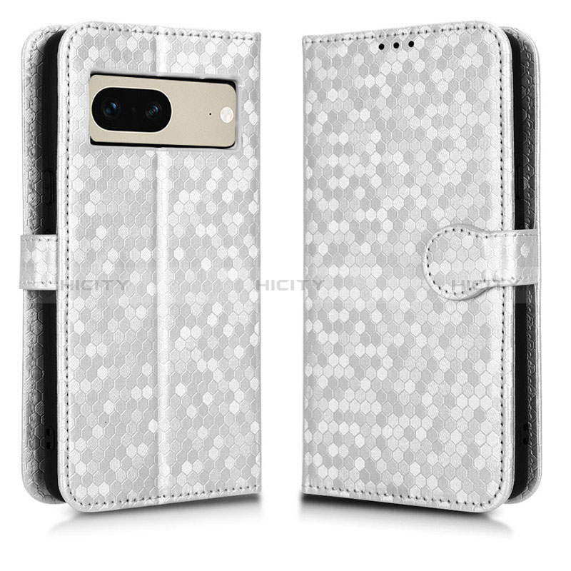 Coque Portefeuille Livre Cuir Etui Clapet C01X pour Google Pixel 7 5G Argent Plus