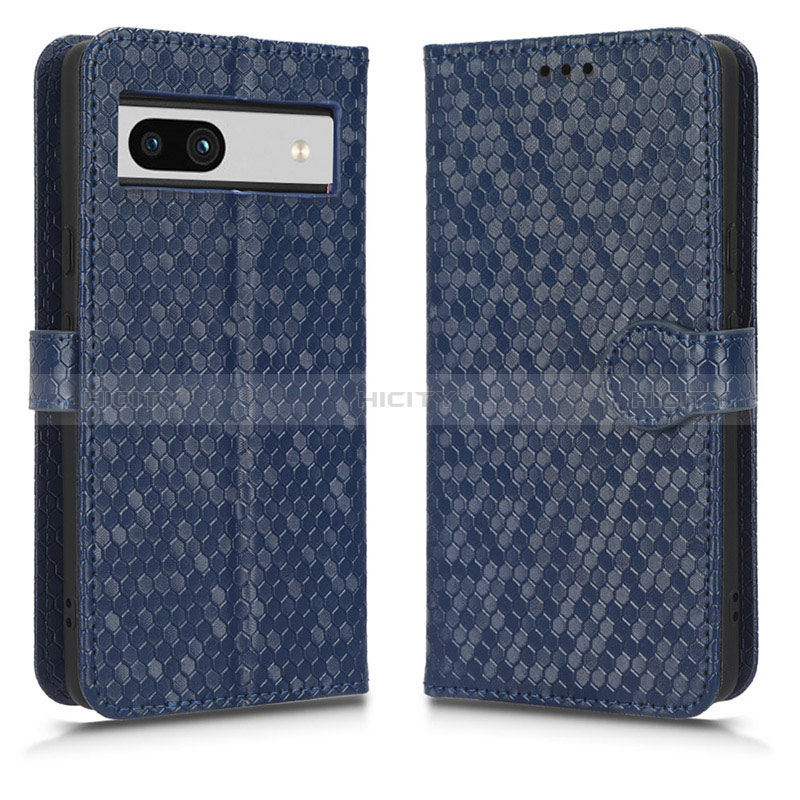 Coque Portefeuille Livre Cuir Etui Clapet C01X pour Google Pixel 7a 5G Bleu Plus