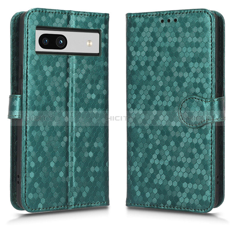 Coque Portefeuille Livre Cuir Etui Clapet C01X pour Google Pixel 7a 5G Vert Plus