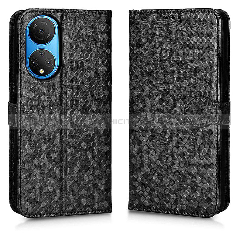 Coque Portefeuille Livre Cuir Etui Clapet C01X pour Huawei Honor X7 Noir Plus