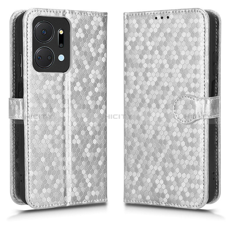 Coque Portefeuille Livre Cuir Etui Clapet C01X pour Huawei Honor X7a Argent Plus