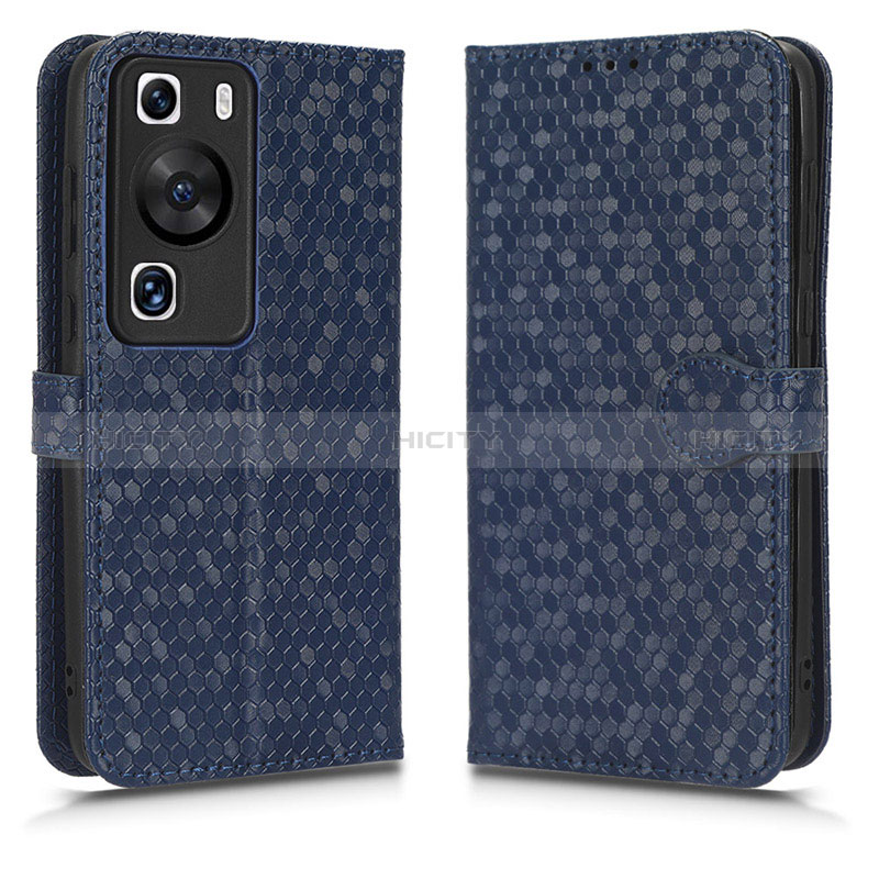 Coque Portefeuille Livre Cuir Etui Clapet C01X pour Huawei P60 Bleu Plus