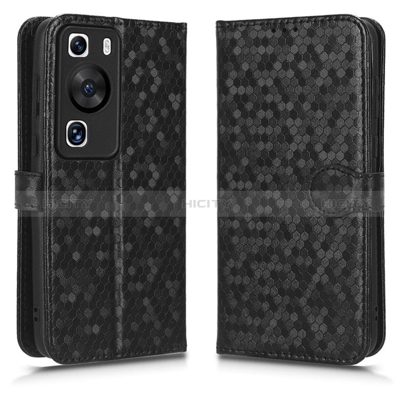 Coque Portefeuille Livre Cuir Etui Clapet C01X pour Huawei P60 Noir Plus