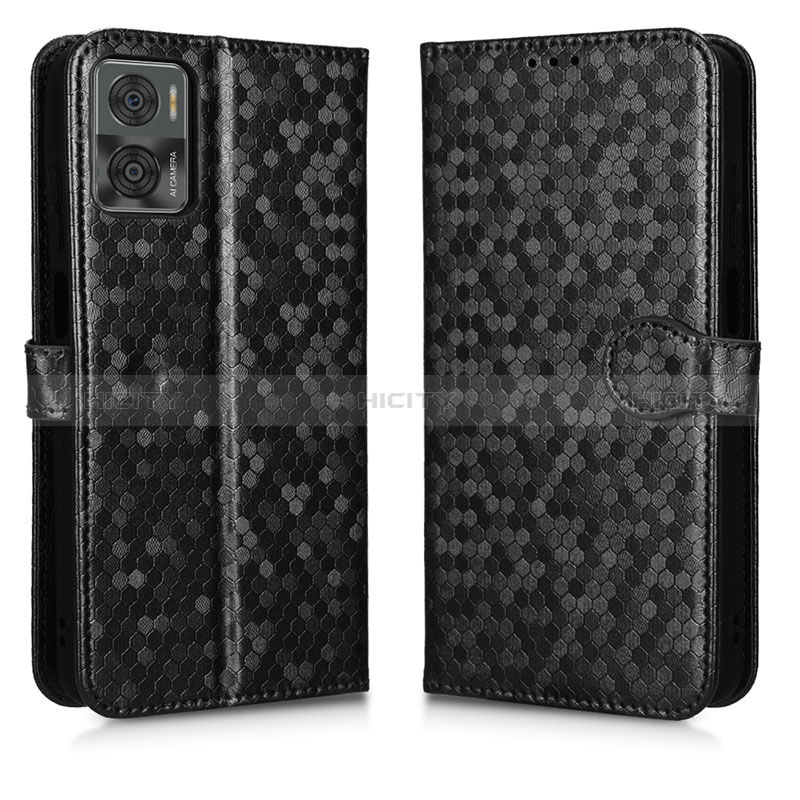 Coque Portefeuille Livre Cuir Etui Clapet C01X pour Motorola Moto E22 Noir Plus