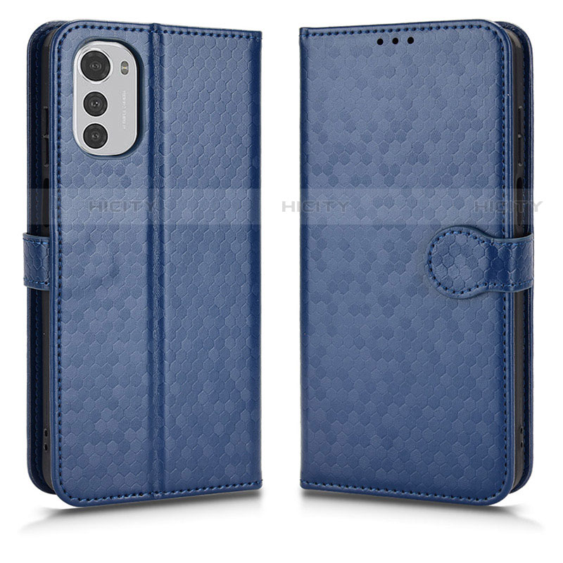 Coque Portefeuille Livre Cuir Etui Clapet C01X pour Motorola Moto E32 Bleu Plus