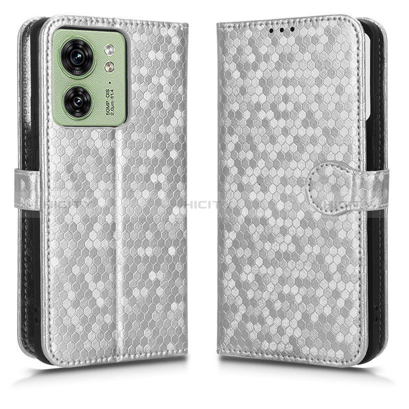 Coque Portefeuille Livre Cuir Etui Clapet C01X pour Motorola Moto Edge (2023) 5G Argent Plus