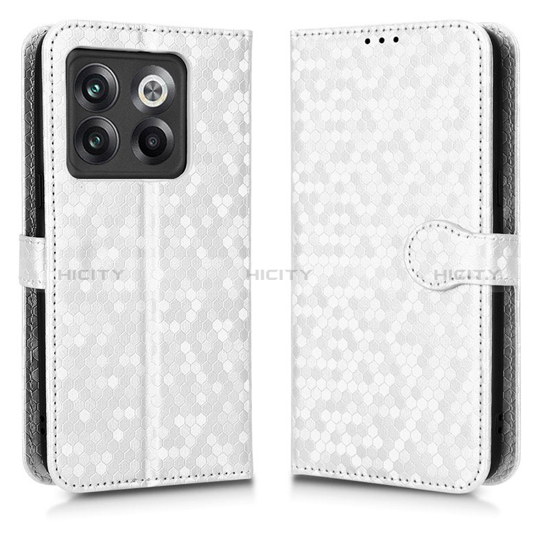 Coque Portefeuille Livre Cuir Etui Clapet C01X pour OnePlus 10T 5G Argent Plus