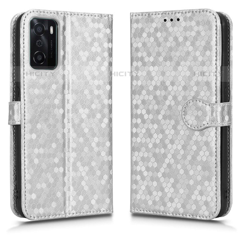 Coque Portefeuille Livre Cuir Etui Clapet C01X pour Oppo A55S 5G Argent Plus