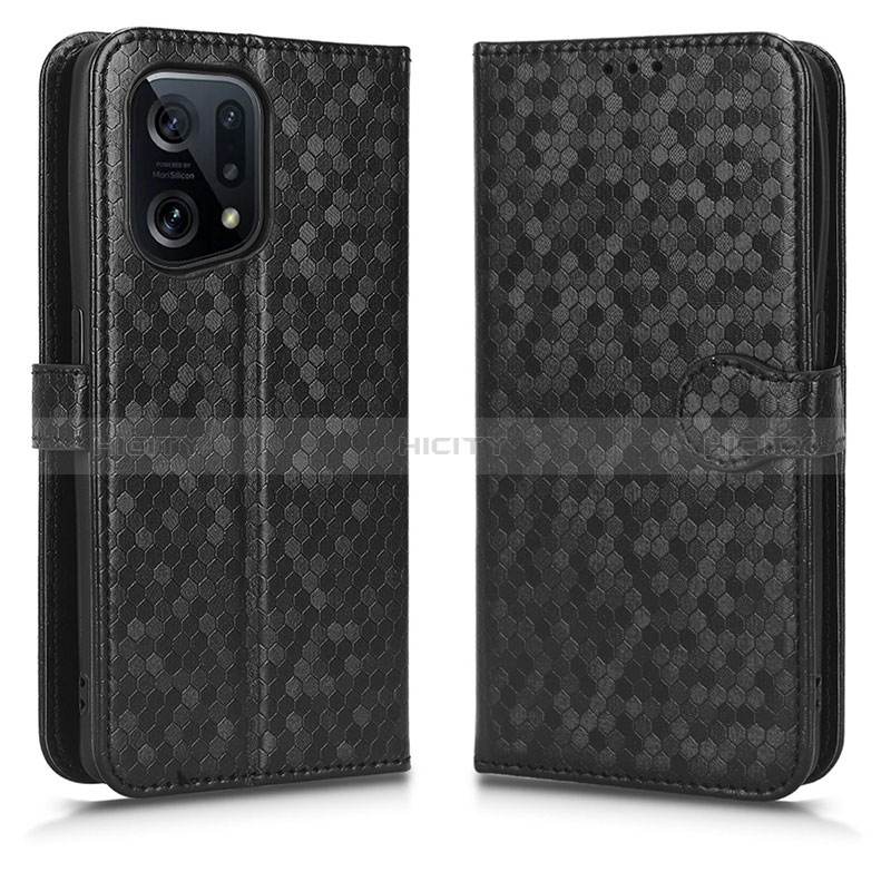 Coque Portefeuille Livre Cuir Etui Clapet C01X pour Oppo Find X5 5G Noir Plus