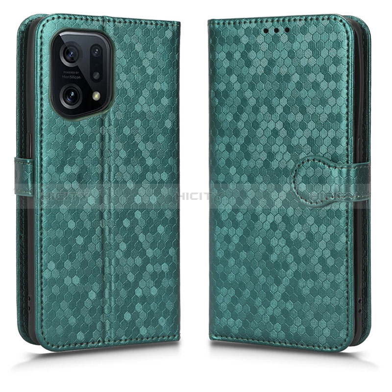 Coque Portefeuille Livre Cuir Etui Clapet C01X pour Oppo Find X5 5G Vert Plus