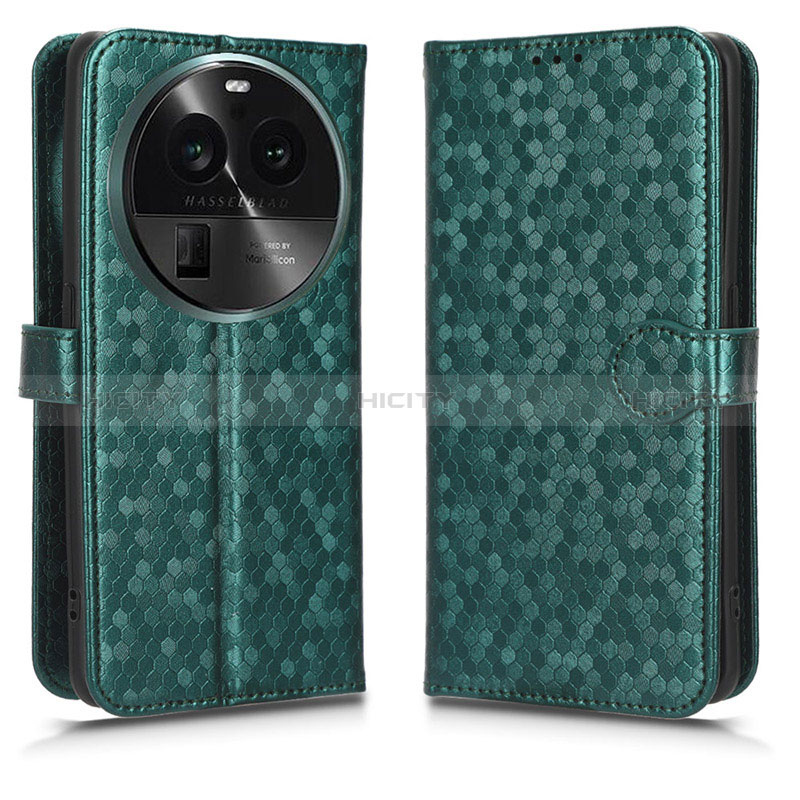 Coque Portefeuille Livre Cuir Etui Clapet C01X pour Oppo Find X6 5G Vert Plus