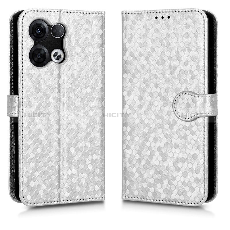 Coque Portefeuille Livre Cuir Etui Clapet C01X pour Oppo Reno9 Pro+ Plus 5G Argent Plus