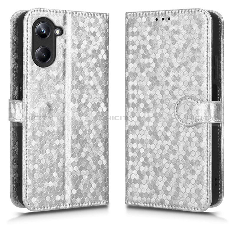 Coque Portefeuille Livre Cuir Etui Clapet C01X pour Realme 10 Pro 5G Argent Plus