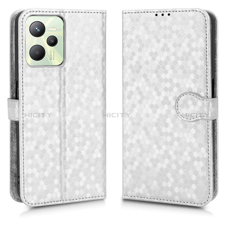 Coque Portefeuille Livre Cuir Etui Clapet C01X pour Realme Narzo 50A Prime Argent Plus