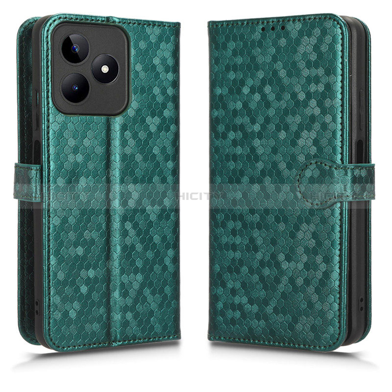 Coque Portefeuille Livre Cuir Etui Clapet C01X pour Realme Narzo N53 Vert Plus