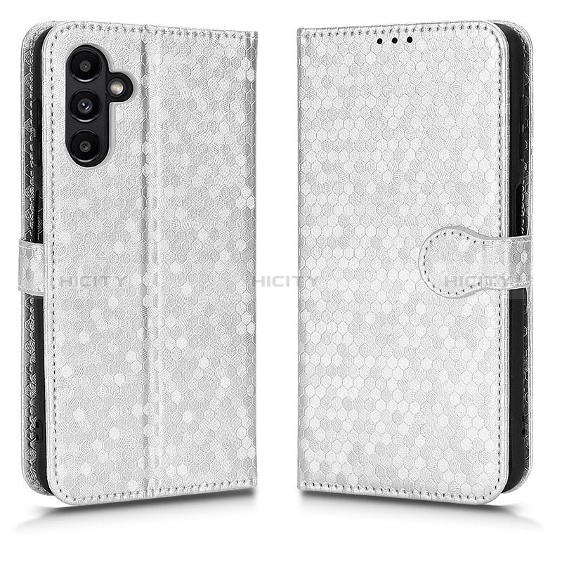 Coque Portefeuille Livre Cuir Etui Clapet C01X pour Samsung Galaxy A04s Argent Plus