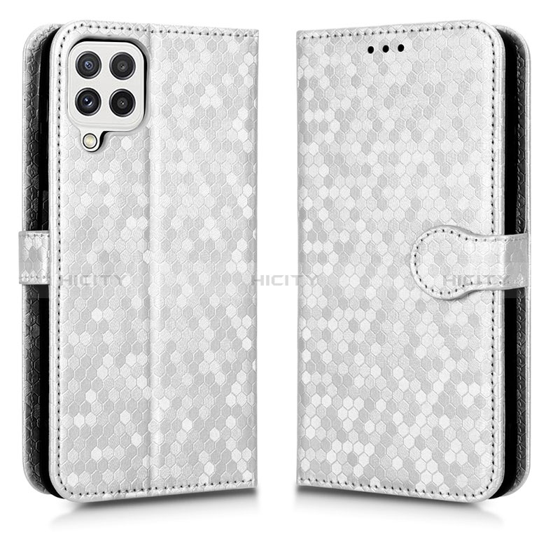 Coque Portefeuille Livre Cuir Etui Clapet C01X pour Samsung Galaxy A12 5G Argent Plus