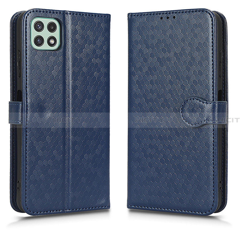 Coque Portefeuille Livre Cuir Etui Clapet C01X pour Samsung Galaxy A22 5G Bleu Plus