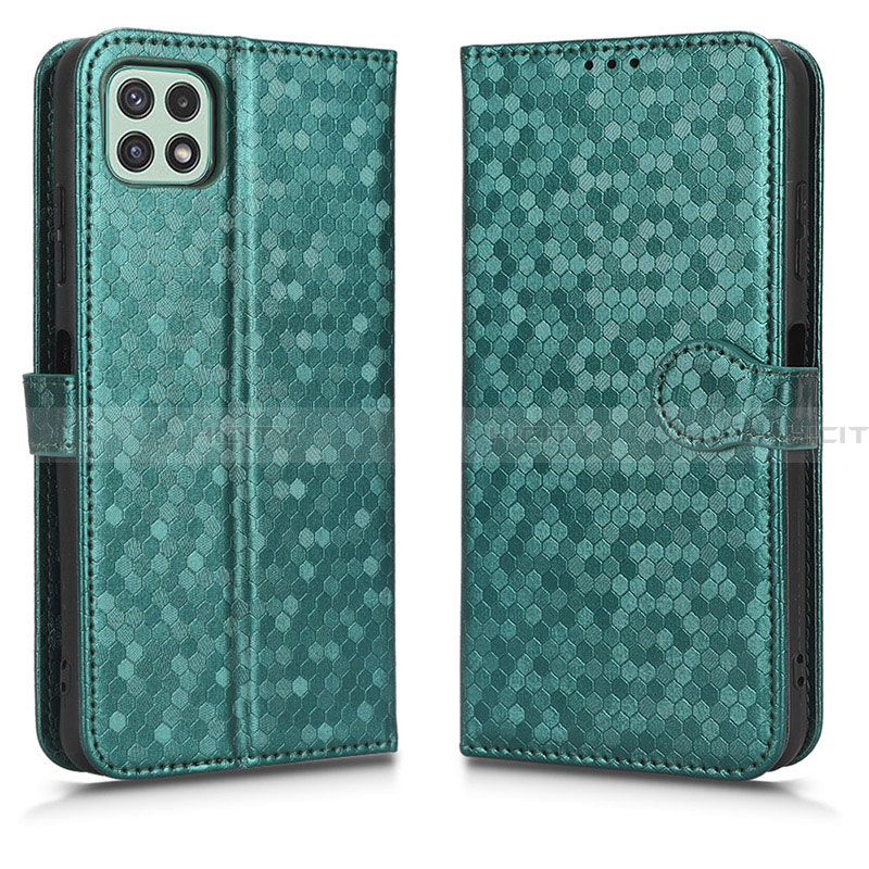 Coque Portefeuille Livre Cuir Etui Clapet C01X pour Samsung Galaxy A22 5G Vert Plus