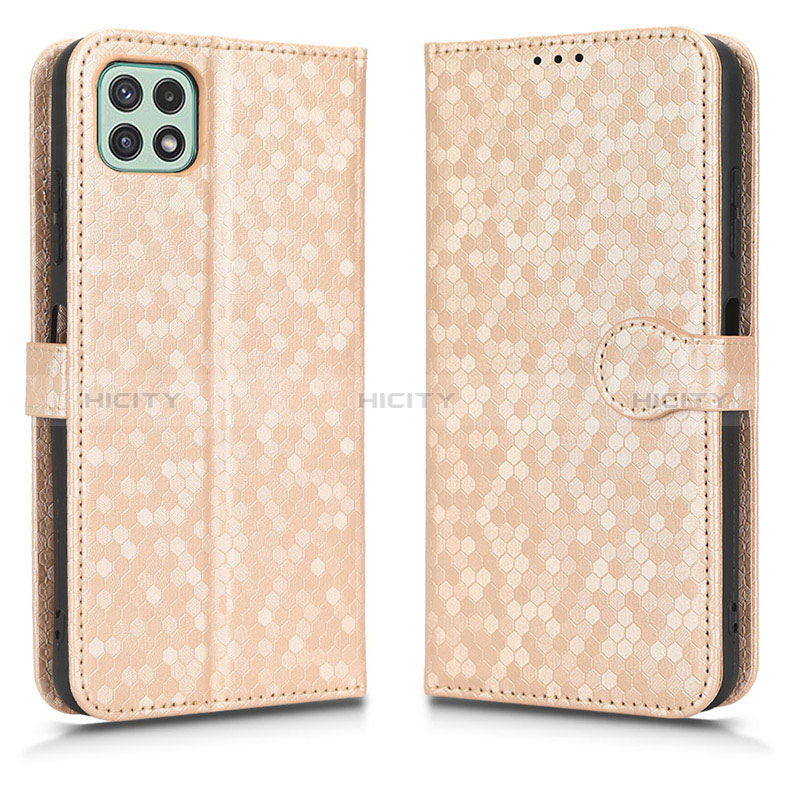 Coque Portefeuille Livre Cuir Etui Clapet C01X pour Samsung Galaxy A22s 5G Or Plus