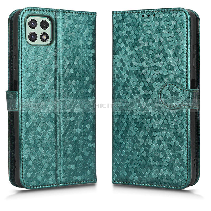 Coque Portefeuille Livre Cuir Etui Clapet C01X pour Samsung Galaxy A22s 5G Vert Plus