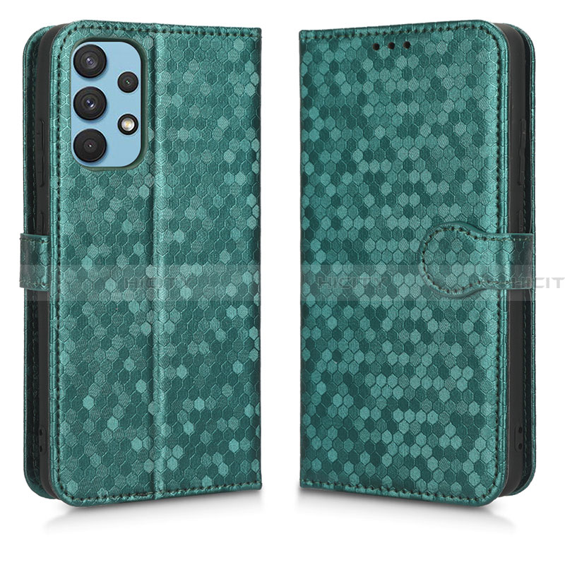 Coque Portefeuille Livre Cuir Etui Clapet C01X pour Samsung Galaxy A32 4G Vert Plus