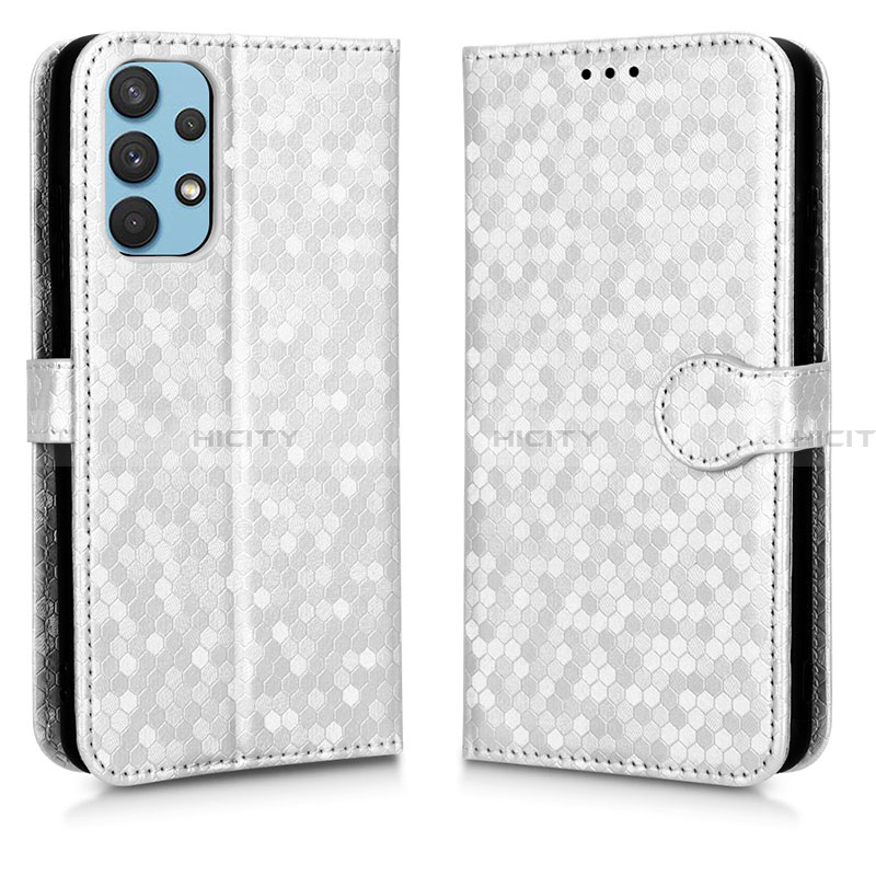 Coque Portefeuille Livre Cuir Etui Clapet C01X pour Samsung Galaxy A32 5G Argent Plus