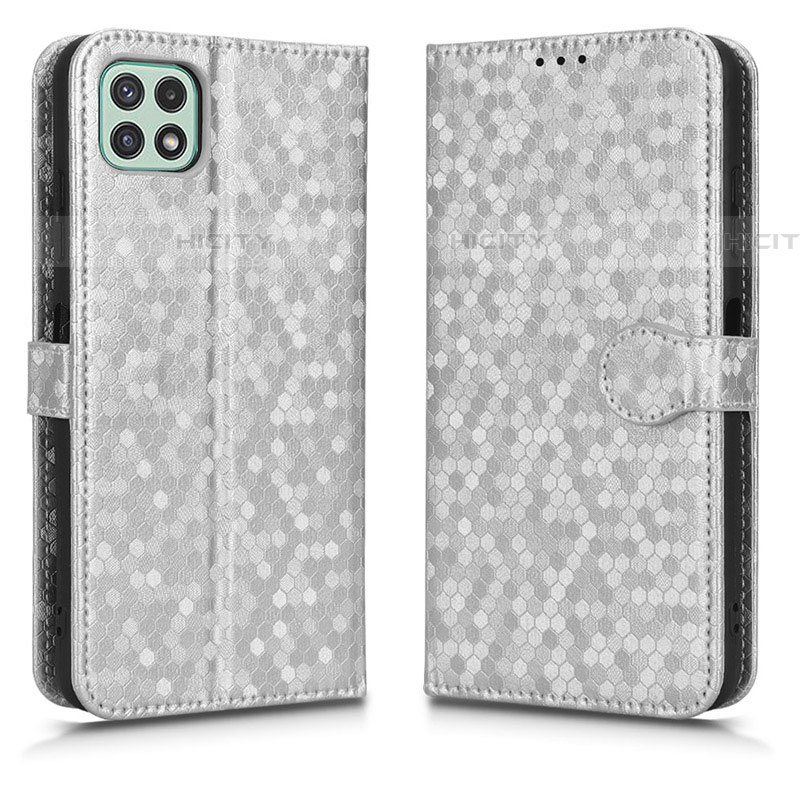 Coque Portefeuille Livre Cuir Etui Clapet C01X pour Samsung Galaxy F42 5G Argent Plus