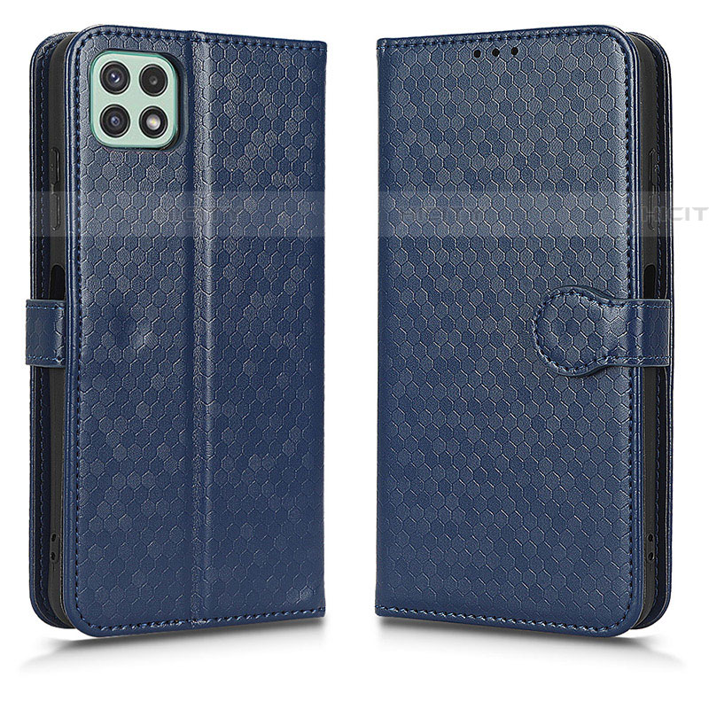 Coque Portefeuille Livre Cuir Etui Clapet C01X pour Samsung Galaxy F42 5G Bleu Plus