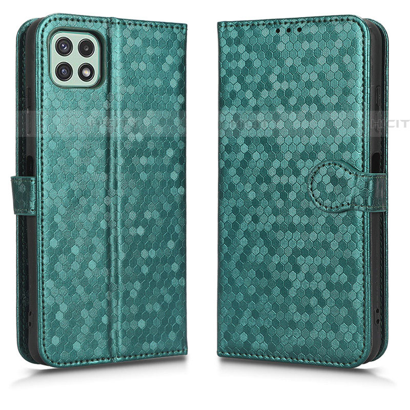 Coque Portefeuille Livre Cuir Etui Clapet C01X pour Samsung Galaxy F42 5G Vert Plus