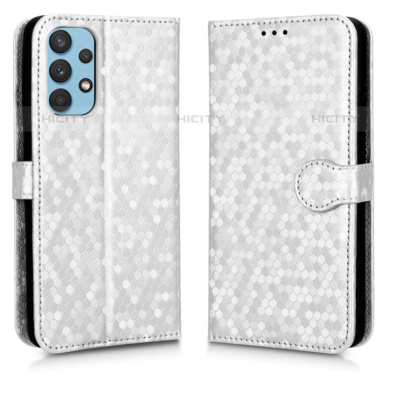 Coque Portefeuille Livre Cuir Etui Clapet C01X pour Samsung Galaxy M32 5G Argent Plus