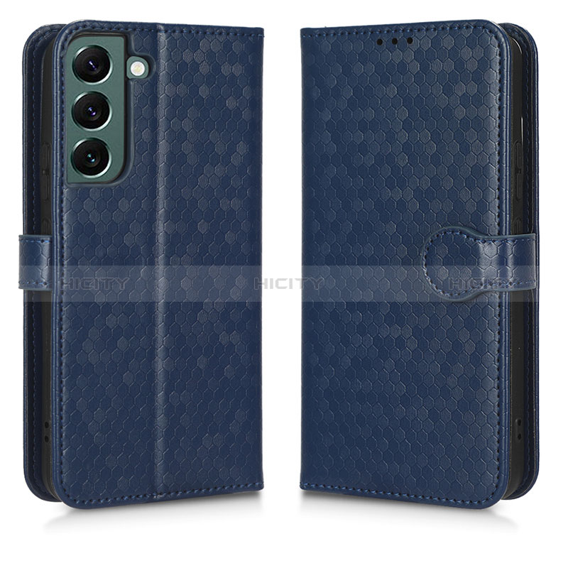 Coque Portefeuille Livre Cuir Etui Clapet C01X pour Samsung Galaxy S22 5G Bleu Plus