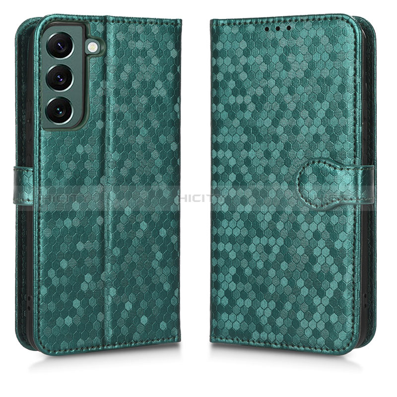 Coque Portefeuille Livre Cuir Etui Clapet C01X pour Samsung Galaxy S22 Plus 5G Vert Plus