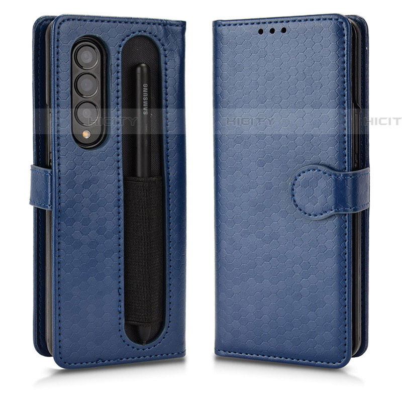 Coque Portefeuille Livre Cuir Etui Clapet C01X pour Samsung Galaxy Z Fold4 5G Bleu Plus