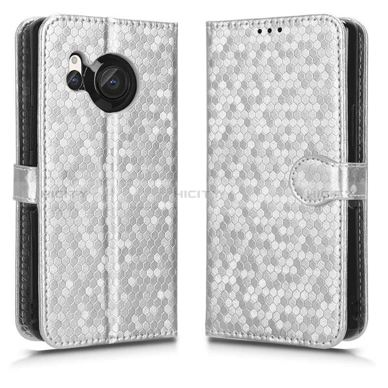 Coque Portefeuille Livre Cuir Etui Clapet C01X pour Sharp Aquos R8 Argent Plus