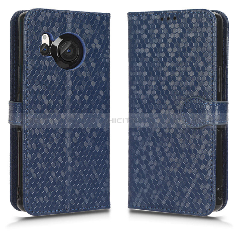 Coque Portefeuille Livre Cuir Etui Clapet C01X pour Sharp Aquos R8 Bleu Plus