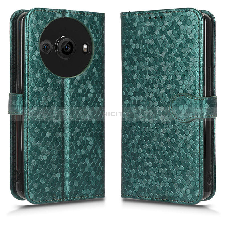 Coque Portefeuille Livre Cuir Etui Clapet C01X pour Sharp Aquos R8 Pro Vert Plus