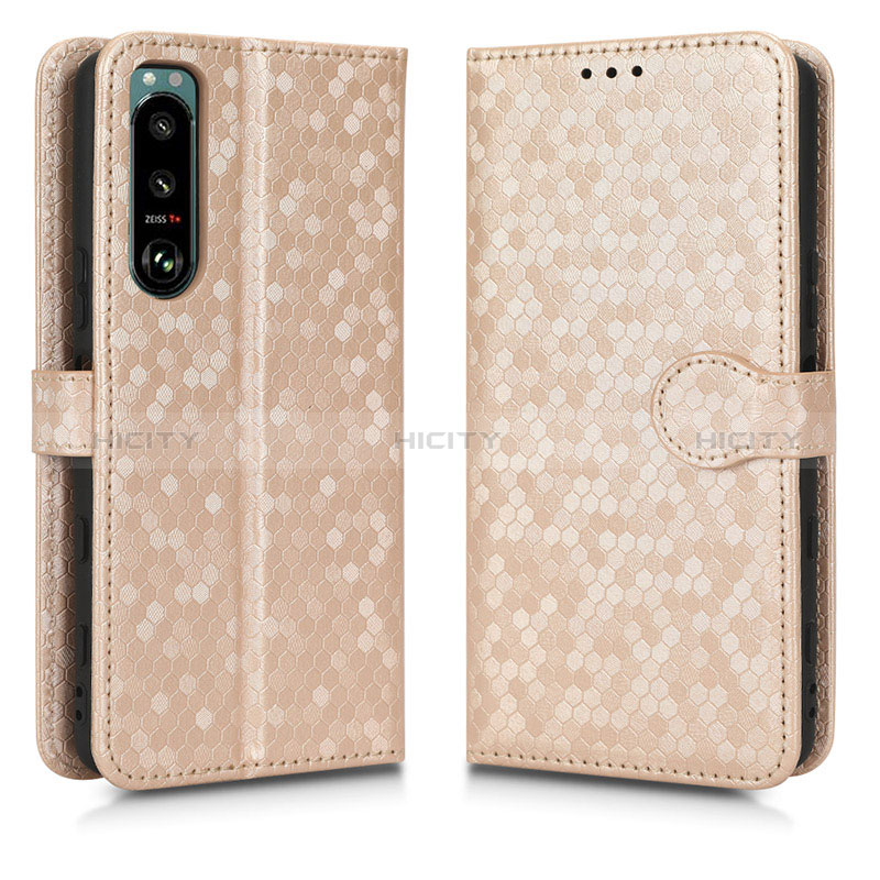 Coque Portefeuille Livre Cuir Etui Clapet C01X pour Sony Xperia 5 III SO-53B Or Plus