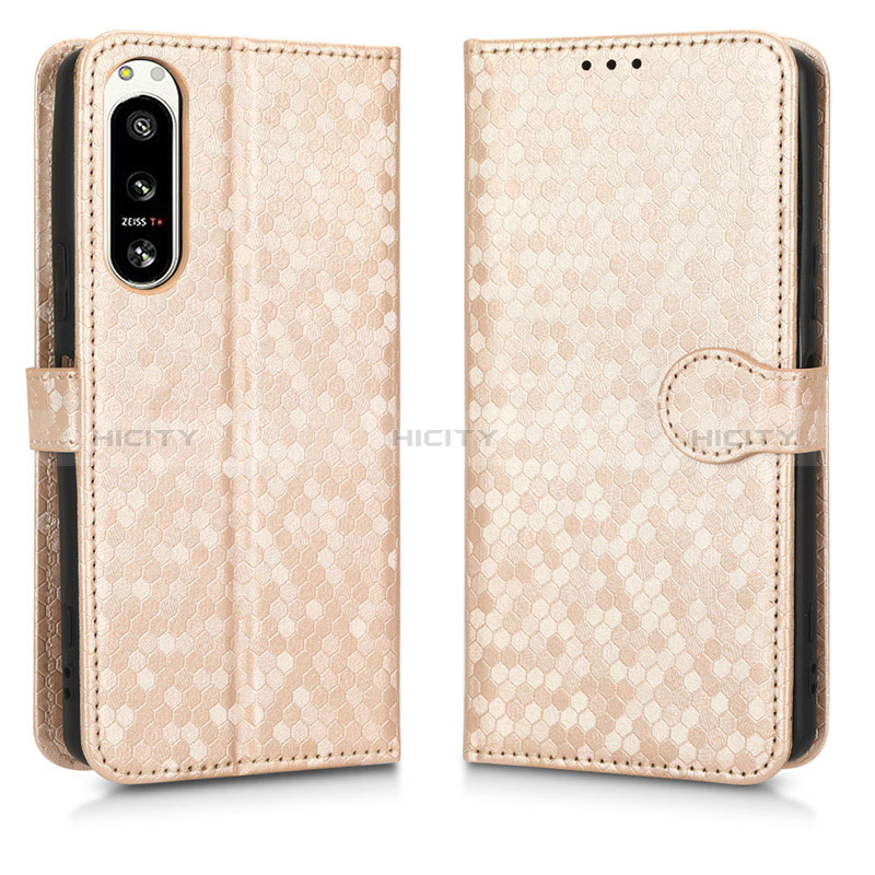 Coque Portefeuille Livre Cuir Etui Clapet C01X pour Sony Xperia 5 IV Or Plus