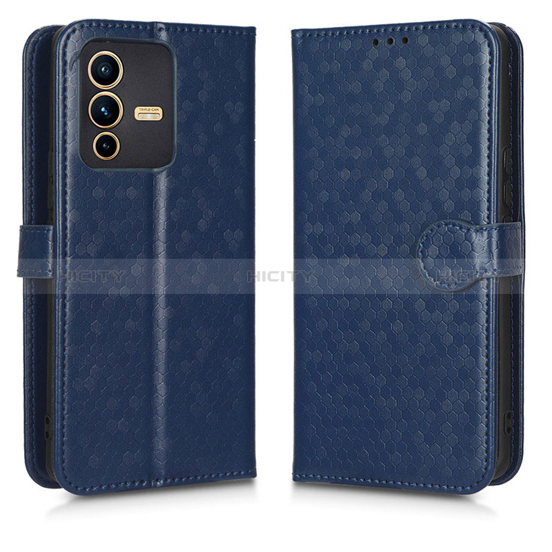 Coque Portefeuille Livre Cuir Etui Clapet C01X pour Vivo V23 5G Bleu Plus