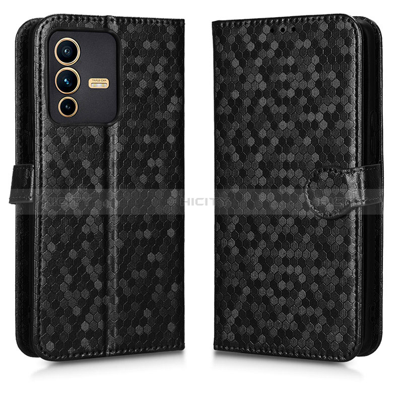 Coque Portefeuille Livre Cuir Etui Clapet C01X pour Vivo V23 Pro 5G Noir Plus