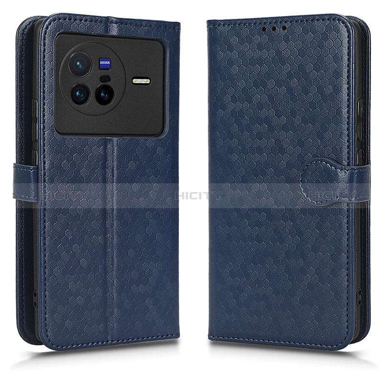 Coque Portefeuille Livre Cuir Etui Clapet C01X pour Vivo X80 5G Bleu Plus