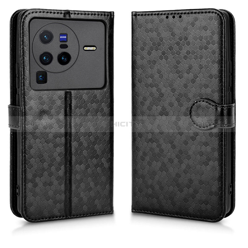 Coque Portefeuille Livre Cuir Etui Clapet C01X pour Vivo X80 Pro 5G Noir Plus