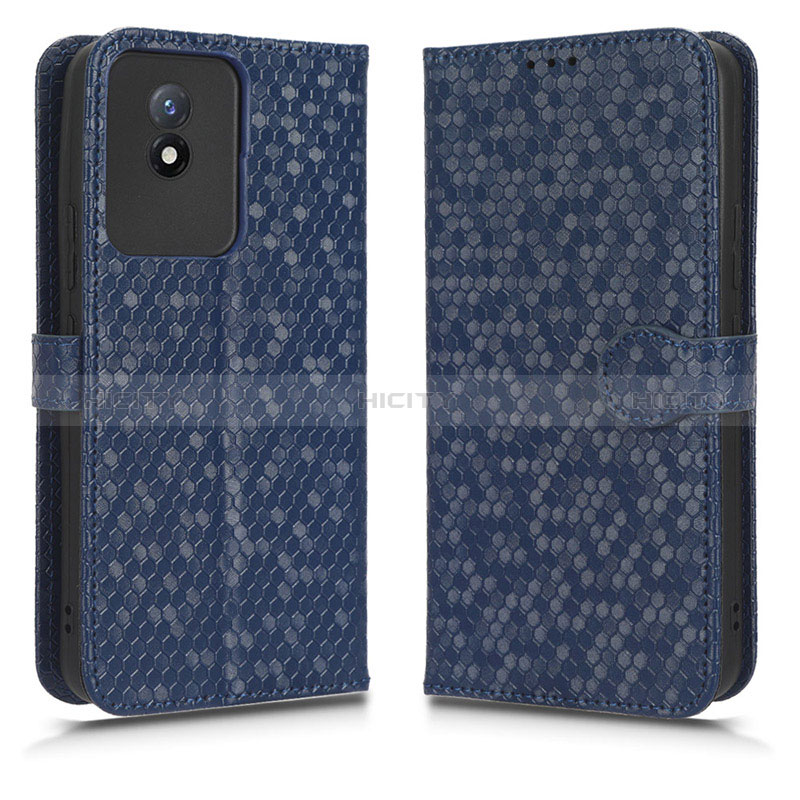 Coque Portefeuille Livre Cuir Etui Clapet C01X pour Vivo Y02A Bleu Plus